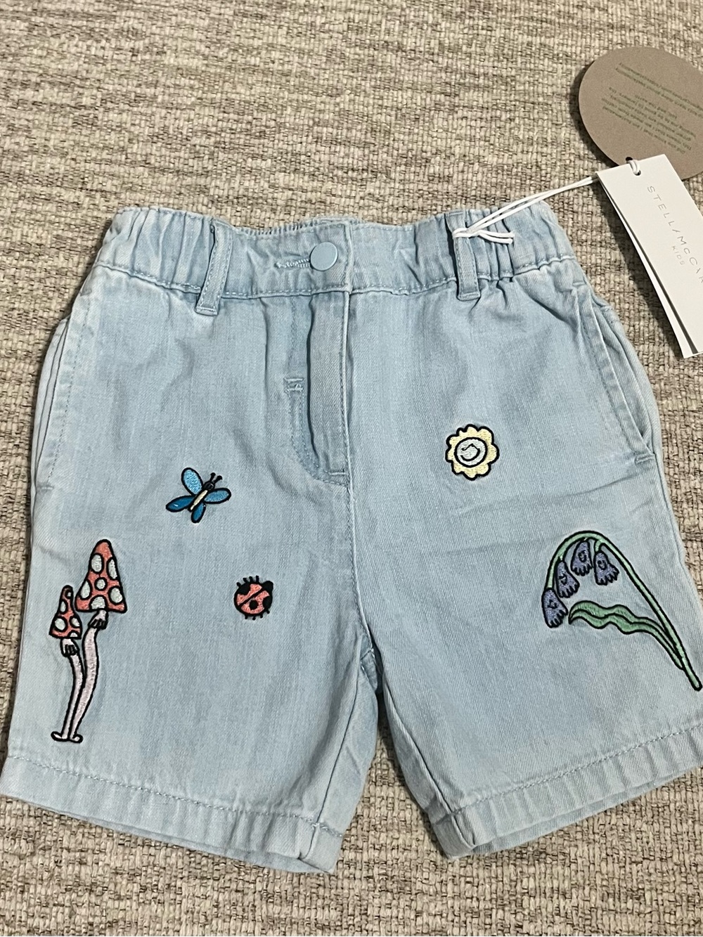 Stella McCartney Light Blue Embroidered Denim Shorts